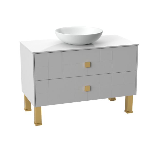 Modern Free Standing Bathroom Vanity with Washbasin | Dune White Matte Collection | Non-Toxic Fire-Resistant MDF-40"