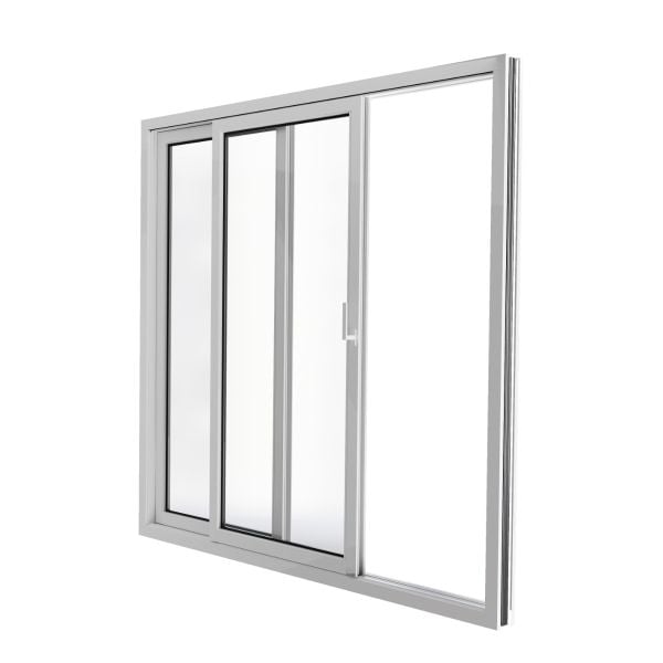 Patio Exterior Metal-Plastic Sliding Doors / Patio 8166 White Silk 64" x 80" Right active door / Tempered Clear Glass Bypass Door