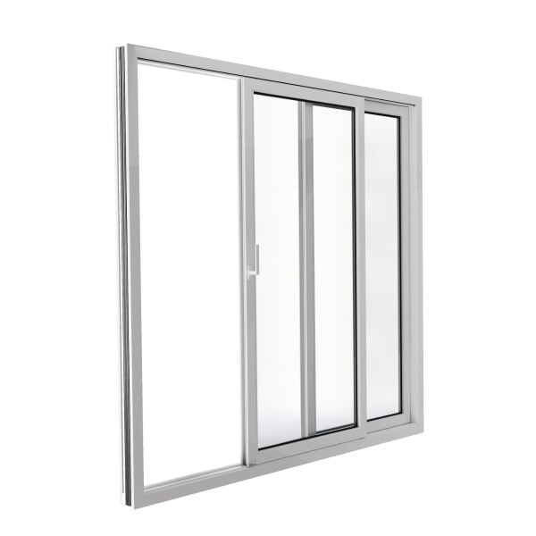 Patio Exterior Metal-Plastic Sliding Doors / Patio 8166 White Silk 72" x 80" Left active door / Tempered Clear Glass Bypass Door