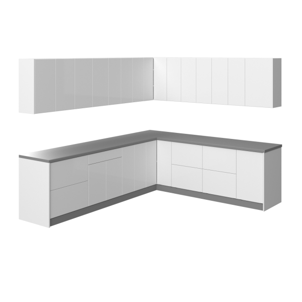 Kitchen Modern Collection White Gloss Color Base Size 10x8,5Ft Wide
