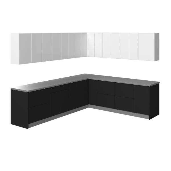 Kitchen Modern Collection Black & White Gloss Color Base Size 10x8,5Ft Wide