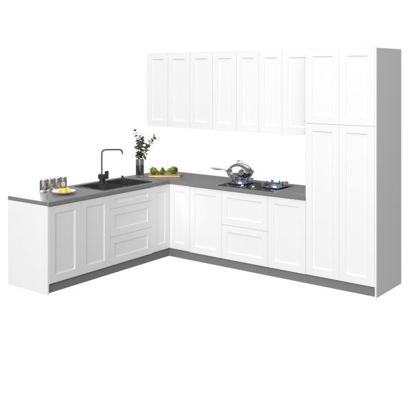 Kitchen Harmony Collection White Matte Color Base Size 8x10Ft Wide
