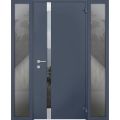Front Exterior Prehung Aluminum Door / Cynex 6777 Brown / Entry Steel Metal Modern Painted W36+16"xH80" Right-hand Inswing Gray Graphite