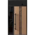 Front Exterior Prehung Steel Door / Ronex 1055 Teak 96" / Sidelight and Transom Window Sidelite / Entry Metal Modern Painted W36+16" x H96+16" Right hand Inswing Oak