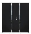 Front Exterior Prehung Aluminum Door / Cynex 6777 Brown / Entry Steel Metal Modern Painted W14+32+14"xH80+14" Left-hand Inswing Black