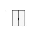 Modern aluminum interior hidden double barn door with clear glass | LUMO 1800 Black | 80 x 96 (2* 40x96) in. Black