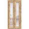 Sliding Closet Bi-fold Doors | Planum 2102 White Silk with Frosted Glass | Sturdy Tracks Moldings Trims Hardware Set | Wood Solid Bedroom Wardrobe Doors  Oak