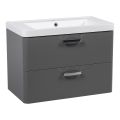Modern Wall-Mounted Bathroom Vanity with Washbasin | Fiona Blue Matte Collection | Non-Toxic Fire-Resistant MDF-30" Gray Matte