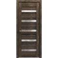 Solid French Door | Quadro 4445 White Silk with Frosted Glass | Single Regular Panel Frame Trims Handle | Bathroom Bedroom Sturdy Doors  Cognac Oak