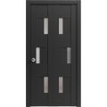 Sliding Closet Bi-fold Doors | Sete 6933 Nordic White with Frosted Glass | Sturdy Tracks Moldings Trims Hardware Set | Wood Solid Bedroom Wardrobe Doors  Black Matte
