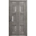 Sliding Closet Bi-fold Doors | Sete 6933 Nordic White with Frosted Glass | Sturdy Tracks Moldings Trims Hardware Set | Wood Solid Bedroom Wardrobe Doors  Nebraska Grey