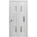 Sliding Closet Bi-fold Doors | Sete 6933 Nordic White with Frosted Glass | Sturdy Tracks Moldings Trims Hardware Set | Wood Solid Bedroom Wardrobe Doors  Nordic White
