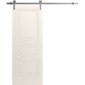 Modern Barn Door 18" x 80" inches / Mela 7001 Painted Grey / 6.6FT Silver Rail Track Heavy Hardware Set / Solid Panel Interior Doors Painted Creamy