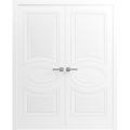 Interior Solid French Double Doors 36 x 80 inches / Mela 7001 Painted Creamy / Wood Interior Solid Panel Frame / Closet Bedroom Modern Doors Painted White