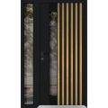 Front Exterior Prehung Aluminum Door / Cynex 6113 Natural Oak / Entry Steel Metal Modern Painted W36+16"xH80" Right-hand Inswing Natural Oak