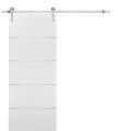 Sliding Barn Door with Hardware | Planum 0020 Chocolate Ash | 6.6FT Silver Rail Hangers Sturdy Set | Modern Solid Panel Interior Doors White