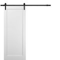 Sliding Barn Door Hardware | Quadro 4111 Matte Black | 6.6FT Rail Hangers Sturdy Set | Lite Wooden Solid Panel Interior Doors White