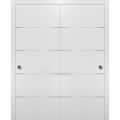 Sliding Closet Bypass Doors | Planum 0020 White Silk | Sturdy Rails Moldings Trims Hardware Set | Wood Solid Bedroom Wardrobe Doors White