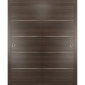 Sliding Closet Bypass Doors | Planum 0020 White Silk | Sturdy Rails Moldings Trims Hardware Set | Wood Solid Bedroom Wardrobe Doors Chocolate Ash