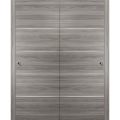 Sliding Closet Bypass Doors | Planum 0020 White Silk | Sturdy Rails Moldings Trims Hardware Set | Wood Solid Bedroom Wardrobe Doors Ginger Ash