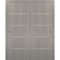 Sliding Closet Bypass Doors | Planum 0020 White Silk | Sturdy Rails Moldings Trims Hardware Set | Wood Solid Bedroom Wardrobe Doors Grey Oak