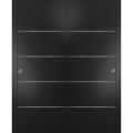Sliding Closet Bypass Doors | Planum 0020 White Silk | Sturdy Rails Moldings Trims Hardware Set | Wood Solid Bedroom Wardrobe Doors Black Matte