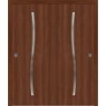 Sliding Closet Bypass Doors 36 x 80 inches | BASIC 3002 Walnut Franko | Rails Hardware Set | Wood Solid Bedroom Wardrobe Doors Walnut Franko