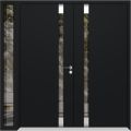 Front Exterior Prehung Aluminum Double Doors / Cynex 6777 Black / 1 Sidelight / Mirrored Clear Glass Modern Painted 88x96 (W72+16" x H96") Right hand Inswing Black