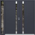 Front Exterior Prehung Aluminum Double Doors / Cynex 6777 Black / 1 Sidelight / Mirrored Clear Glass Modern Painted 88x96 (W72+16" x H96") Right hand Inswing Gray Graphite