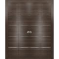 Sliding Closet Double Bi-fold Doors | Planum 0020 Matte Black | Sturdy Tracks Moldings Trims Hardware Set | Wood Solid Bedroom Wardrobe Doors  Chocolate Ash