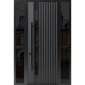 Front Exterior Prehung Steel Door / Ronex 0144 Grey 96" / 2 Sidelight Exterior Windows Sidelites/ Entry Metal Modern Painted W12+36+12" x H96" Right hand Inswing Gray