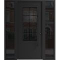 Front Exterior Prehung Aluminum Door / Iron 0101 Black / Entry Steel Metal Classic Painted 60 x 80 (12+36+12" x 80")-Right-hand Inswing Black