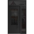 Front Exterior Prehung Aluminum Door / Iron 0101 Black / Entry Steel Metal Classic Painted 50 x 92 (36+14" x 80+12")-Right-hand Inswing Black