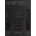Front Exterior Prehung Aluminum Door / Iron 0188 Black / Entry Steel Metal Classic Painted 60 x 92 (12+36+12" x 80+12")-Right-hand Inswing Black