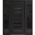 Front Exterior Prehung Aluminum Door / Iron 0188 Black / Entry Steel Metal Classic Painted 64 x 80 (16+36+16" x 80")-Right-hand Inswing Black