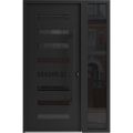 Front Exterior Prehung Aluminum Door / Iron 0188 Black / Entry Steel Metal Classic Painted 50 x 80 (36+14" x 80")-Right-hand Inswing Black