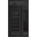 Front Exterior Prehung Aluminum Door / Iron 0188 Black / Entry Steel Metal Classic Painted 50 x 92 (36+14" x 80+12")-Right-hand Inswing Black