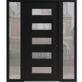 Front Exterior Prehung Aluminum Door / Iron 0255 Black / Entry Steel Metal Classic Painted 60 x 80 (12+36+12" x 80")-Right-hand Inswing Black