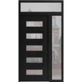 Front Exterior Prehung Aluminum Door / Iron 0255 Black / Entry Steel Metal Classic Painted 48 x 94 (36+12" x 80+14")-Right-hand Inswing Black