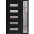 Front Exterior Prehung Aluminum Door / Iron 0255 Black / Entry Steel Metal Classic Painted 52 x 80 (36+16" x 80")-Right-hand Inswing Black
