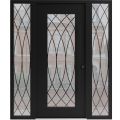 Front Exterior Prehung Aluminum Door / Iron 1600 Black / Entry Steel Metal Classic Painted 60 x 80 (12+36+12" x 80")-Left-hand Inswing Black