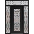 Front Exterior Prehung Aluminum Door / Iron 1600 Black / Entry Steel Metal Classic Painted 60 x 96 (12+36+12" x 80+16")-Right-hand Inswing Black