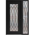 Front Exterior Prehung Aluminum Door / Iron 1600 Black / Entry Steel Metal Classic Painted 50 x 80 (36+14" x 80")-Left-hand Inswing Black