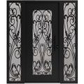 Front Exterior Prehung Aluminum Door / Iron 1601 Black / Entry Steel Metal Classic Painted 64 x 80 (16+36+16" x 80")-Right-hand Inswing Black