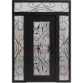 Front Exterior Prehung Aluminum Door / Iron 1633 Black / Entry Steel Metal Classic Painted 62 x 96 (14+36+14" x 80+16")-Left-hand Inswing Black