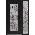 Front Exterior Prehung Aluminum Door / Iron 1633 Black / Entry Steel Metal Classic Painted 50 x 80 (36+14" x 80")-Left-hand Inswing Black