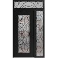 Front Exterior Prehung Aluminum Door / Iron 1633 Black / Entry Steel Metal Classic Painted 52 x 92 (36+16" x 80+12")-Right-hand Inswing Black