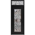 Front Exterior Prehung Aluminum Door / Iron 1633 Black / Entry Steel Metal Classic Painted 36 x 96 (36" x 80+16")-Left-hand Inswing Black
