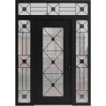 Front Exterior Prehung Aluminum Door / Iron 1655 Black / Entry Steel Metal Classic Painted 64 x 94 (16+36+16" x 80+14")-Right-hand Inswing Black