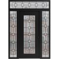 Front Exterior Prehung Aluminum Door / Iron 1688 Black / Entry Steel Metal Classic Painted 62 x 92 (14+36+14" x 80+12")-Right-hand Inswing Black